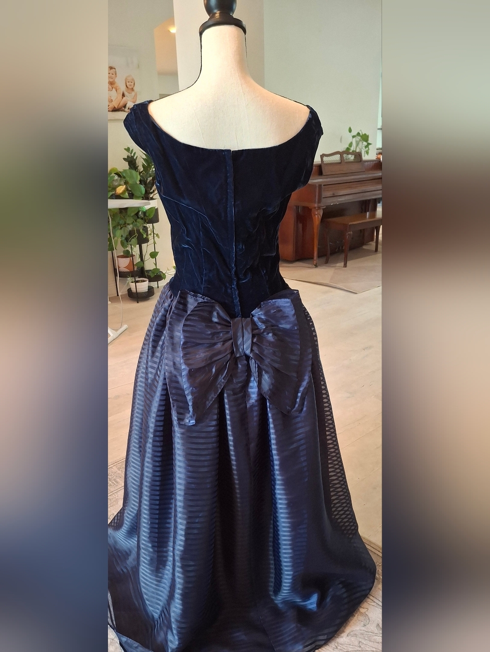 Vintage Alfred Angelo Midnight Blue Maxi Dress